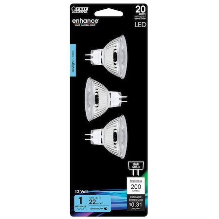 Feit Electric Feit Enhance MR16 GU5.3 LED Bulb Daylight 20 Watt Equivalence 3 pk BPBAB/950CA/3